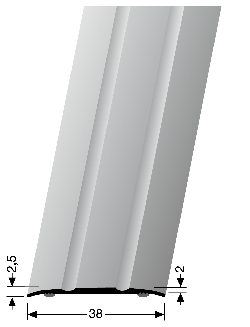 Overgangsprofiel 438 1mtr F4 Zilver Zelfklevend