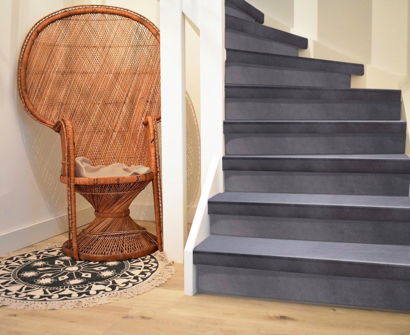 PVC Traprenovatie Easy Stairs Traptrede 55 Stone Black - 140 x 62 cm (voor 2 treden) - Harman Vloeren Amsterdam