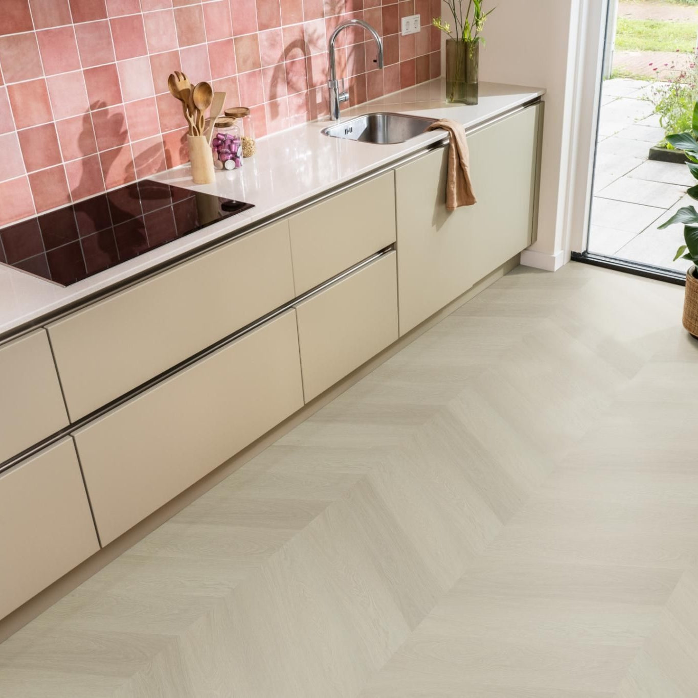 Ambiant Spigato Estino Hongaarse Punt Smoky - Plak PVC Vloer