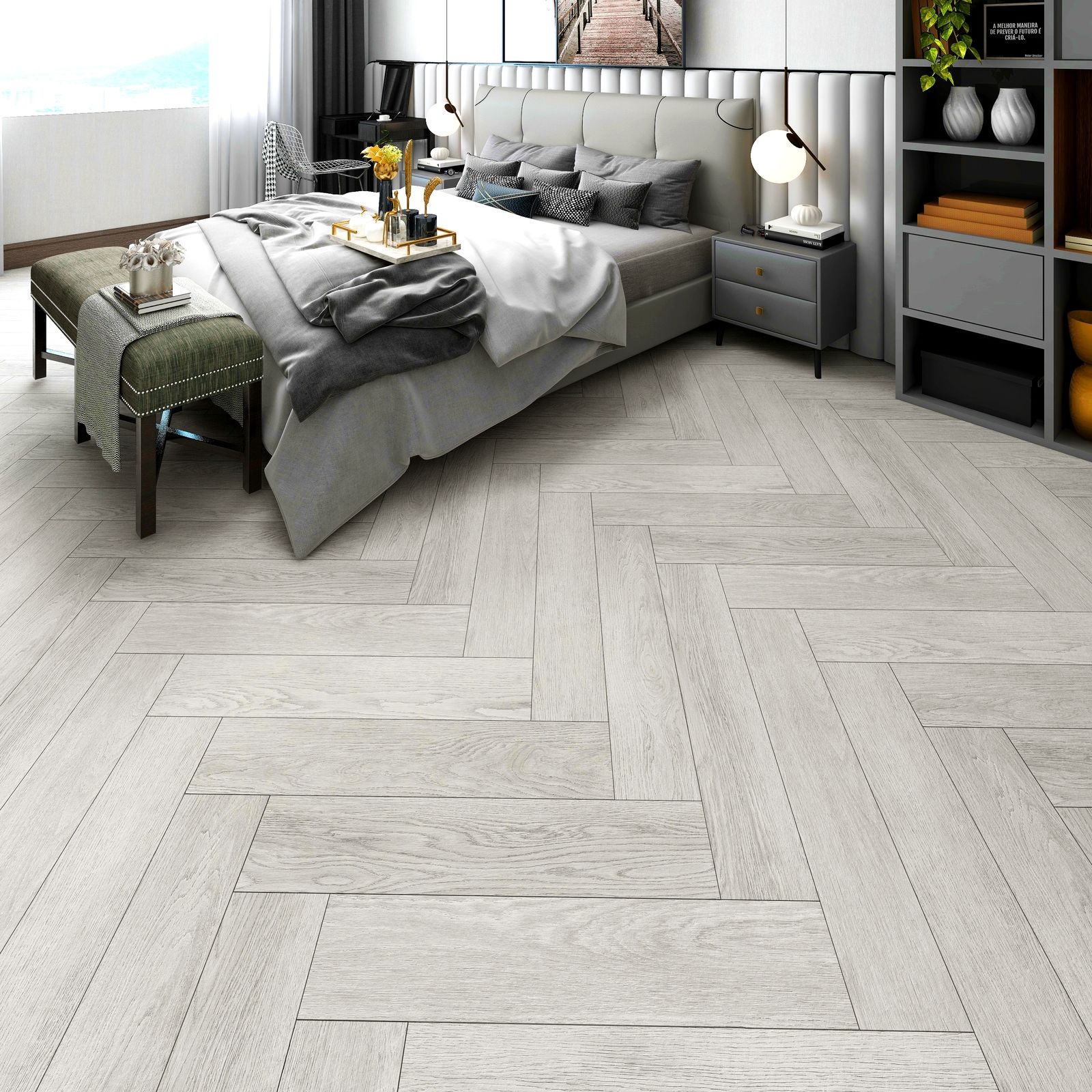 WOOD Visgraat PVC Click Scraped Oak WD-209-HB