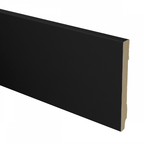 MDF Plint Recht 12cm Zwart Gefolied