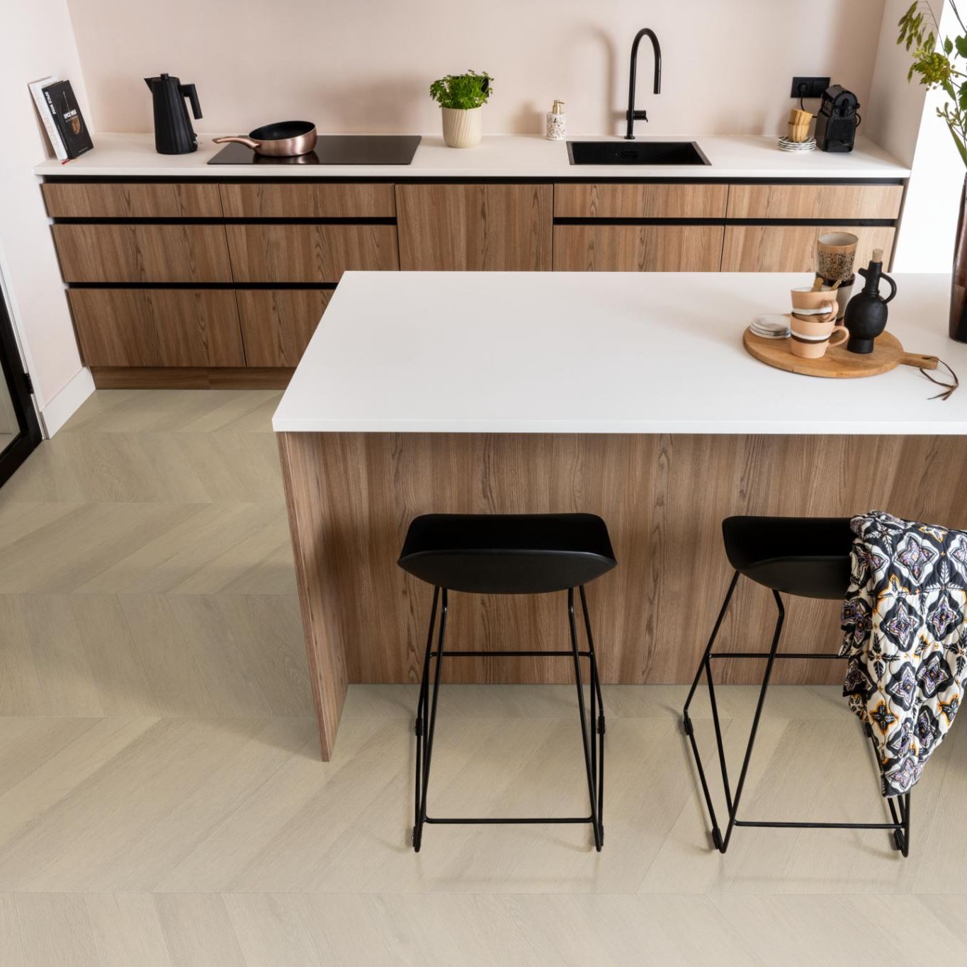 Ambiant Noble Dryback Hongaarse Punt Natural - Plak PVC Vloer