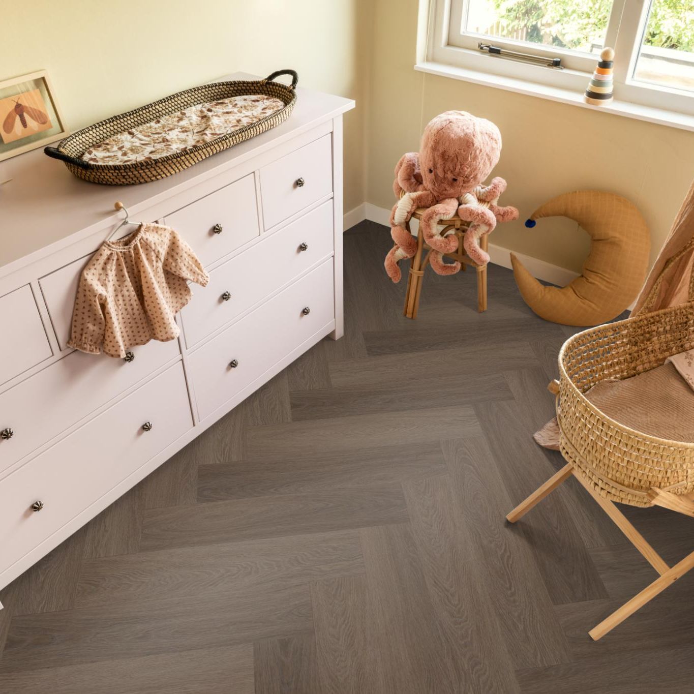 Ambiant Spigato Estino Visgraat Dryback Dark Oak - Plak PVC Vloer