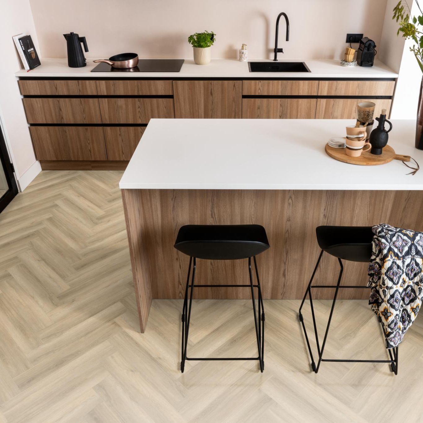 Ambiant Spigato Visgraat Dryback Beige - Plak PVC Vloer