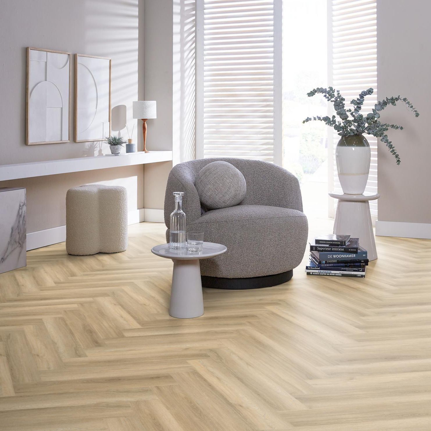 Ambiant Spigato Visgraat Dryback Beige - Plak PVC Vloer