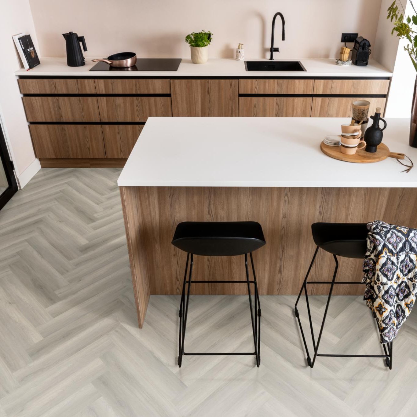 Ambiant Spigato Visgraat Dryback Grey - Plak PVC Vloer