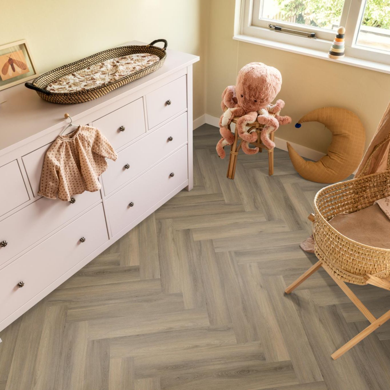 Ambiant Spigato Visgraat Dryback Light Brown - Plak PVC Vloer