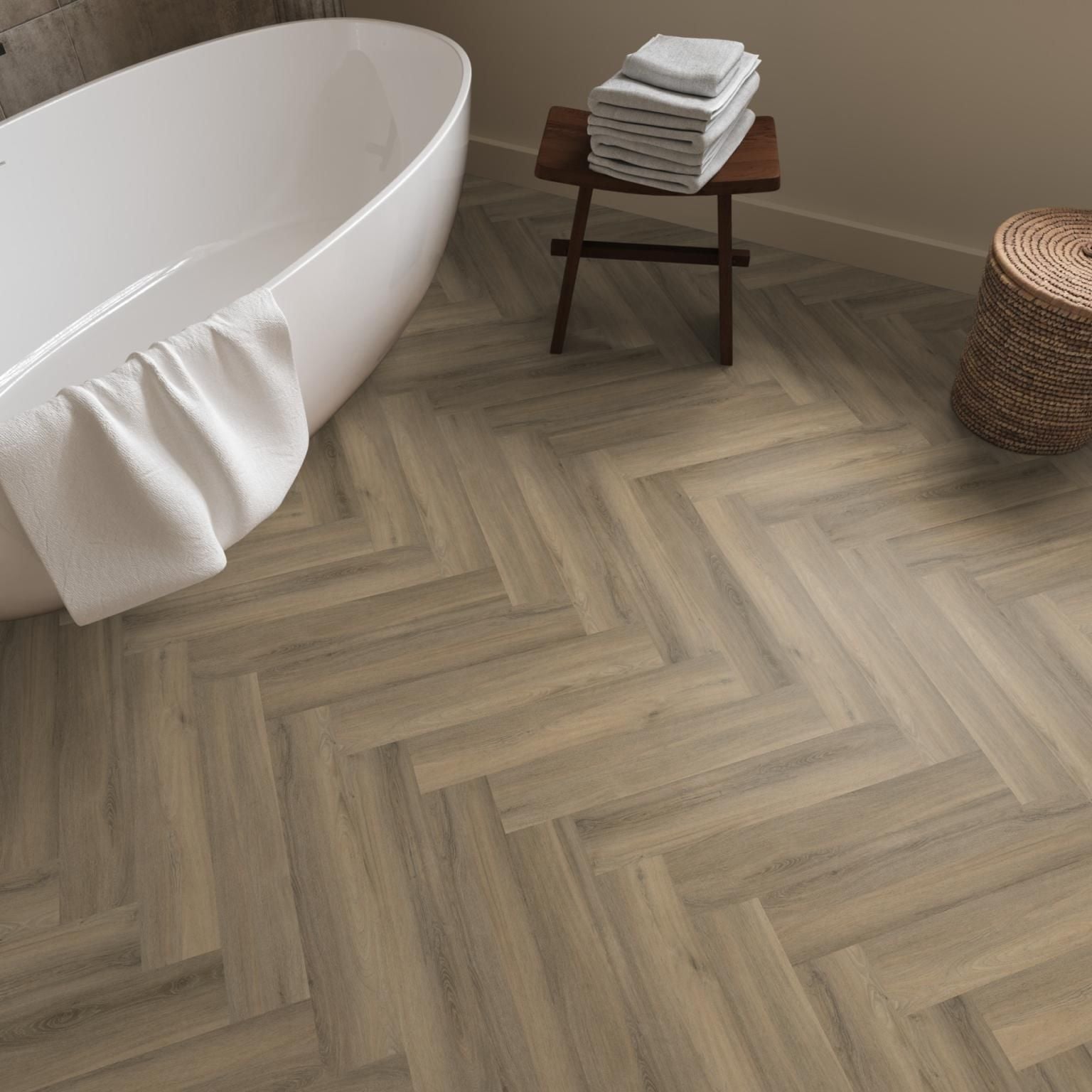 Ambiant Spigato Visgraat Dryback Light Brown - Plak PVC Vloer