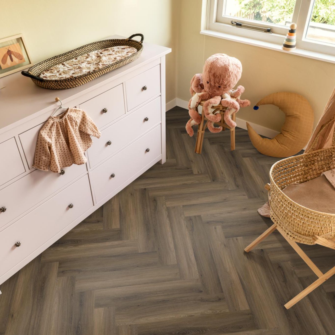 Ambiant Spigato Visgraat Dryback Warm Brown - Plak PVC Vloer