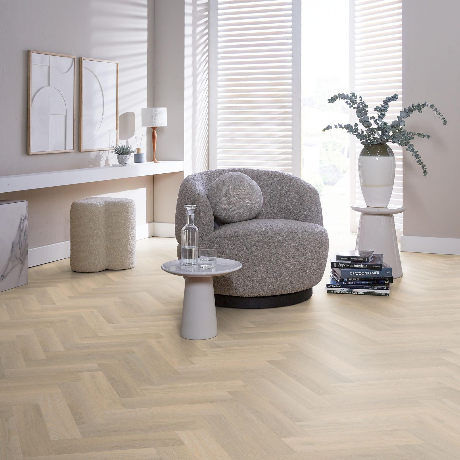 Ambiant Spigato Visgraat Small Dryback Beige - Plak PVC Vloer