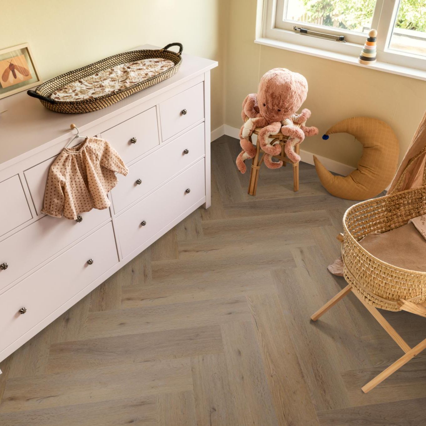 Ambiant Spigato Vivero Visgraat Dryback Smoky - Plak PVC Vloer