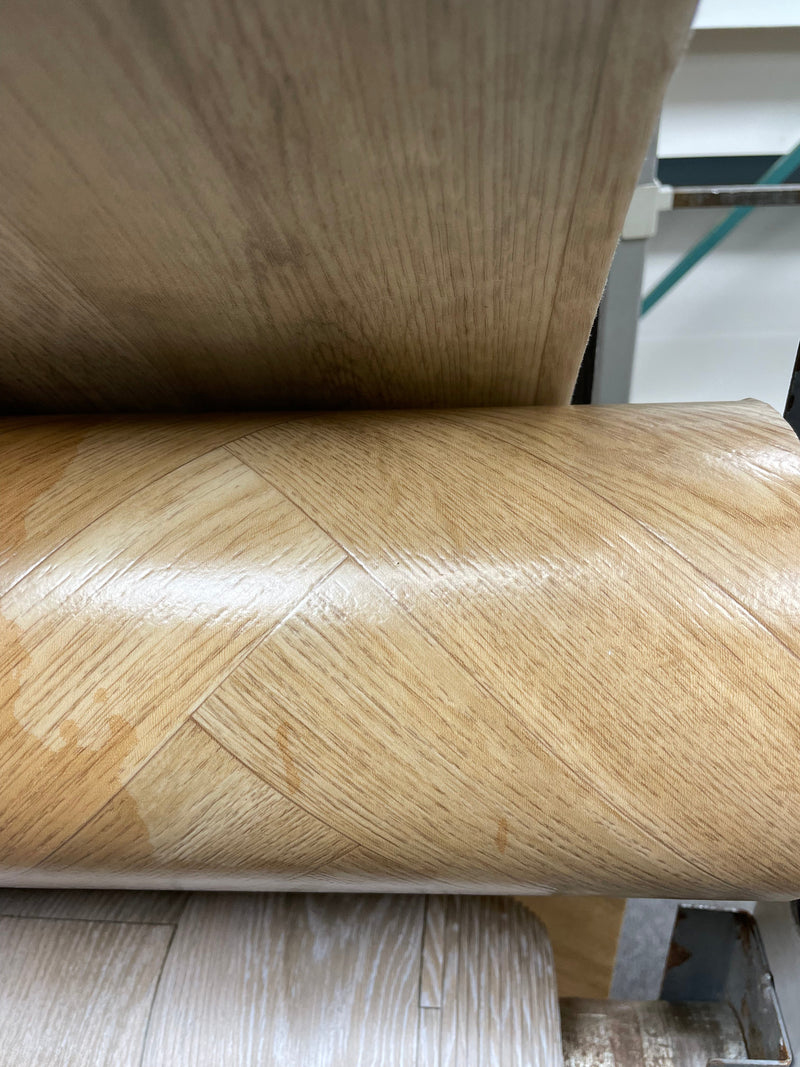 Actie Vinyl Naturel Eiken in Visgraatmotief 400cm Breed