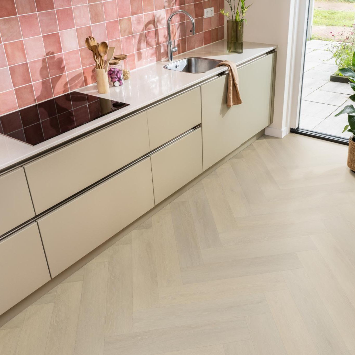 Ambiant Herringbone Dryback Natural - Plak PVC Vloer
