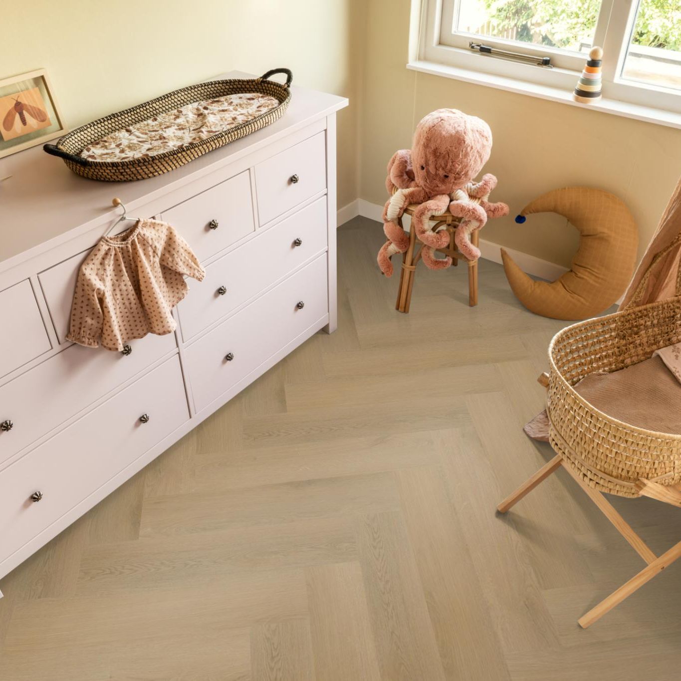 Ambiant Spigato Navaro Visgraat Dryback Beige - Plak PVC Vloer