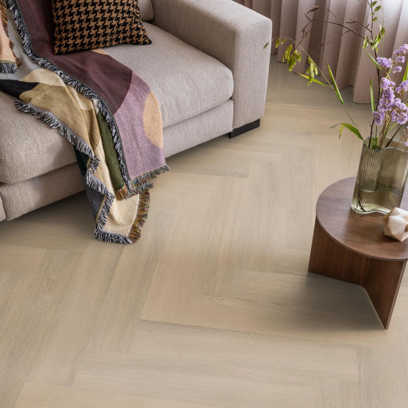 Ambiant Spigato Viranto Visgraat Dryback Warm Beige - Plak PVC Vloer