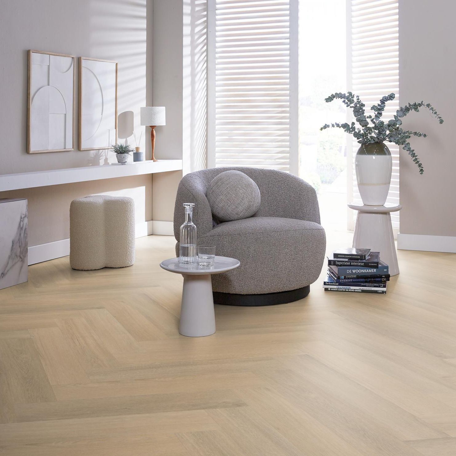Ambiant Spigato Viranto Visgraat Dryback Warm Beige - Plak PVC Vloer
