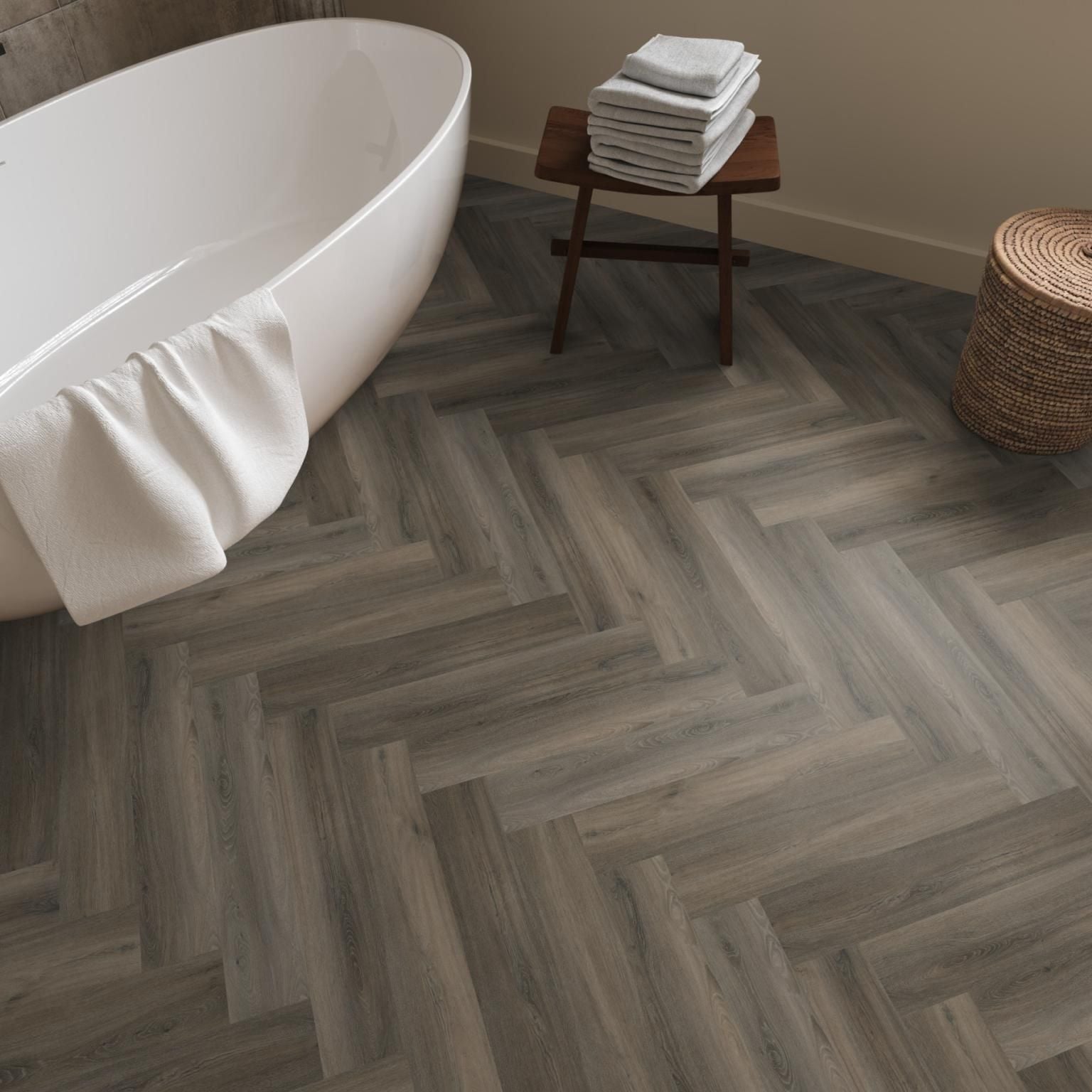Ambiant Spigato Visgraat Dryback Dark Grey - Plak PVC Vloer