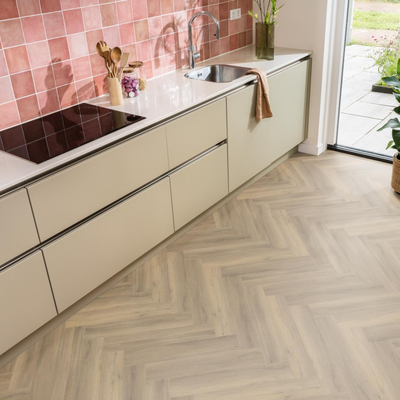 Ambiant Spigato Visgraat Dryback Natural - Plak PVC Vloer