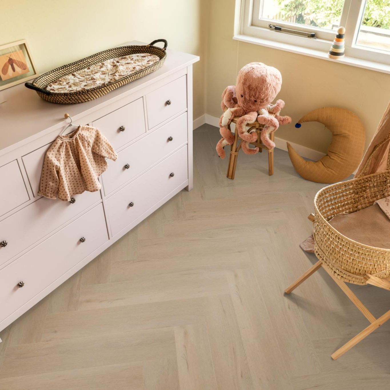 Ambiant Spigato Vivero Visgraat Dryback Beige - Plak PVC Vloer