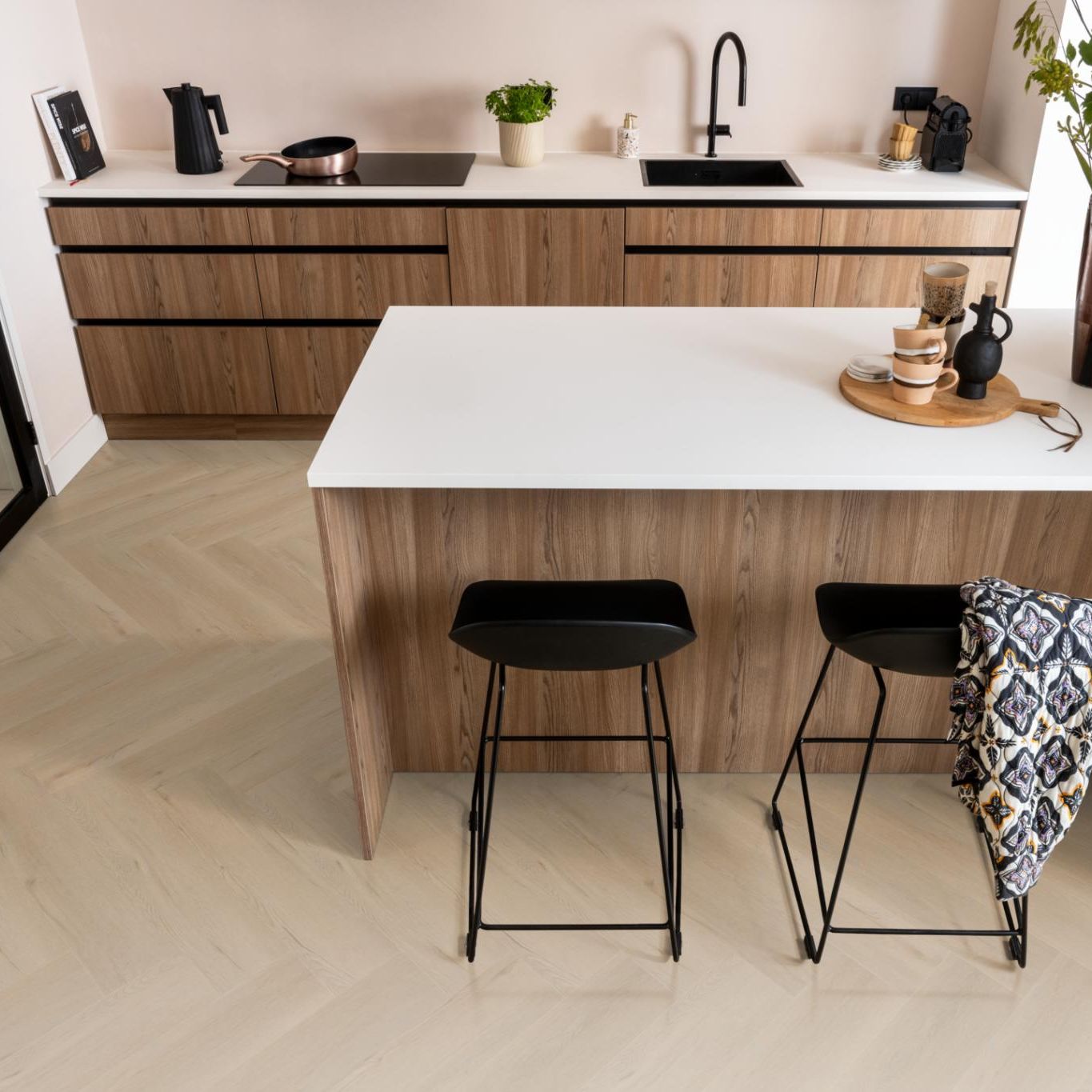 Ambiant Spigato Vivero Visgraat Dryback Beige - Plak PVC Vloer