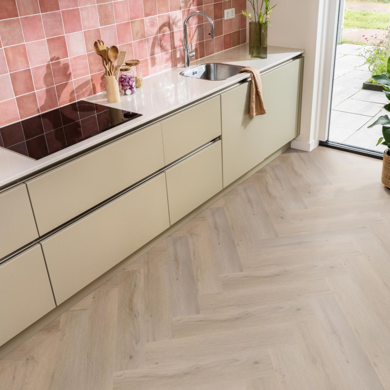 Ambiant Spigato Vivero Visgraat Dryback Natural Oak - Plak PVC Vloer