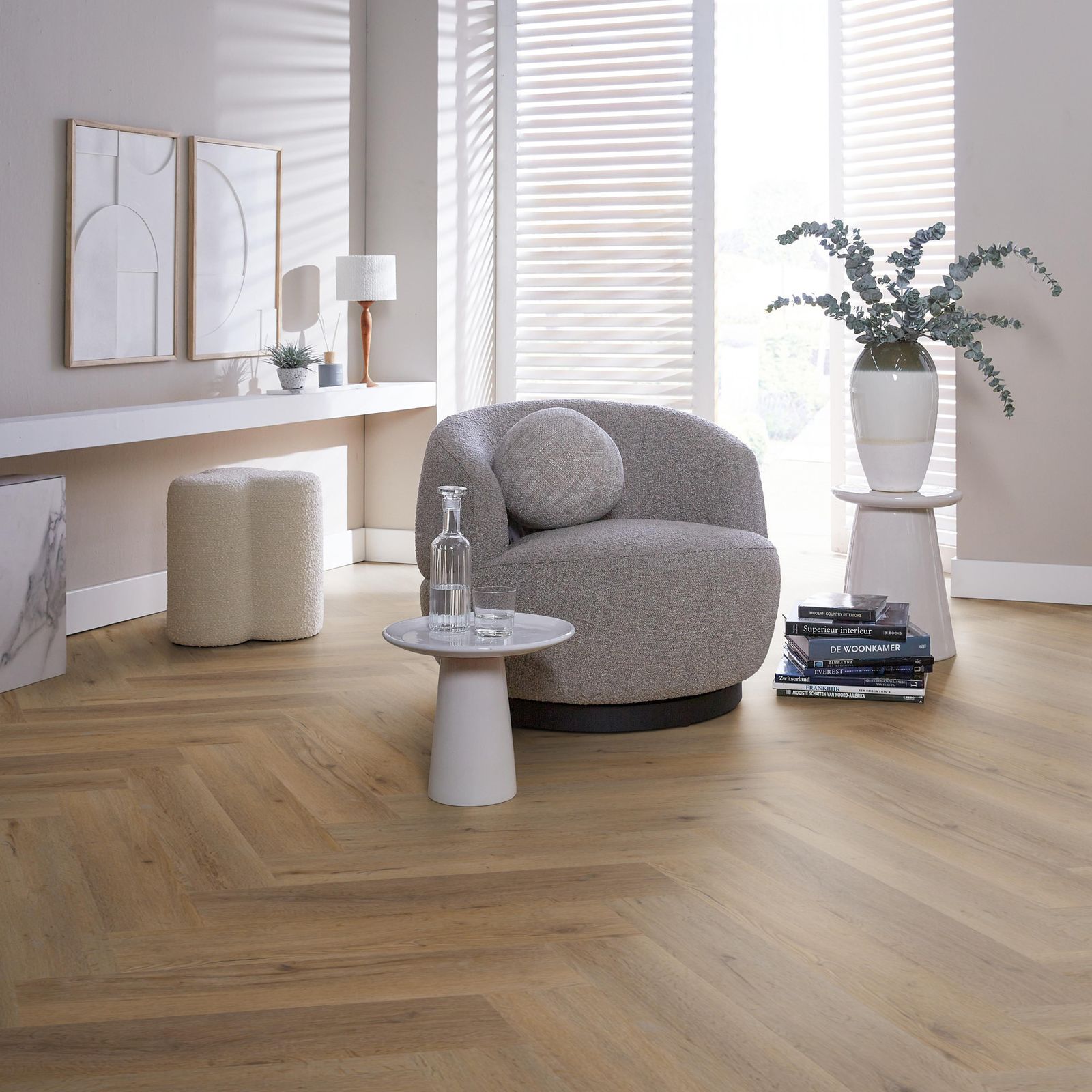 Ambiant Spigato Vivero Visgraat Dryback Smoky - Plak PVC Vloer