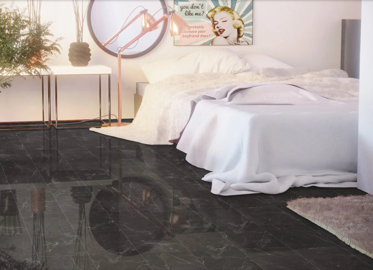 Falquon Stone 2.0 D2909 Botticino Dark Hoogglans - Tegel Laminaat