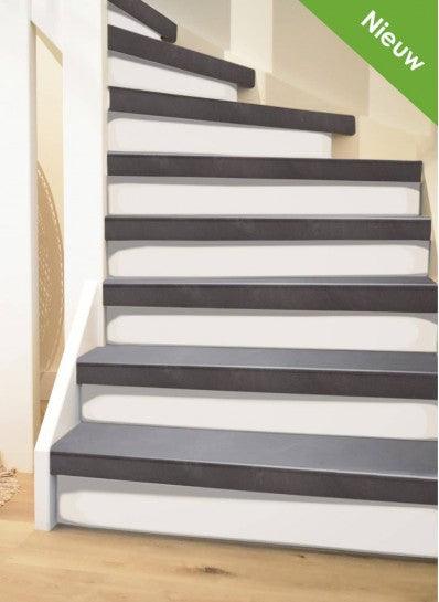 PVC Traprenovatie Easy Stairs Traptrede 60 Basalt - 140 x 62 cm (voor 2 treden) - Harman Vloeren Amsterdam